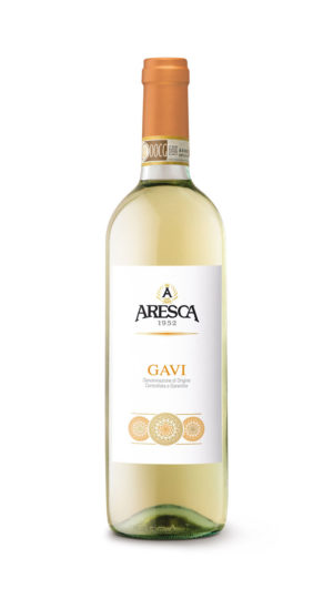 Bottiglia di vino bianco Gavi di Aresca Vini